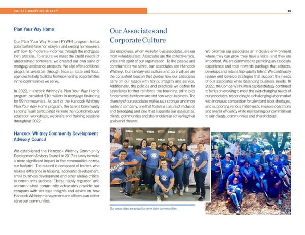 2022 Hancock Whitney ESG Report - Page 15